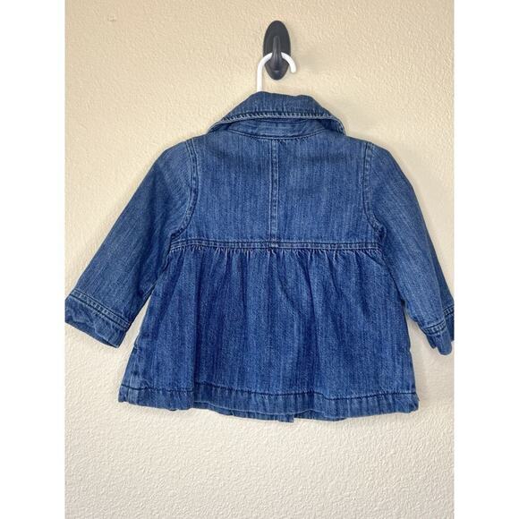 Old Navy Denim Peacoat Jacket, Blue, Cotton Blend, Double Breasted Toddler Girl - Picture 7 of 11